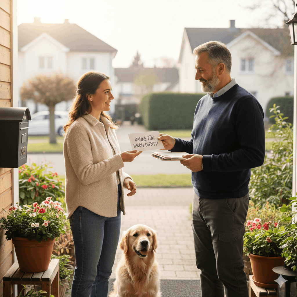 beim Postboten bedanken Wie bedankt man sich beim Postboten