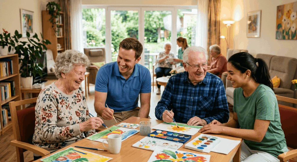 wir-helfen-gemeinsam.de Sidebar 1 glückliche Senioren und Betreuer