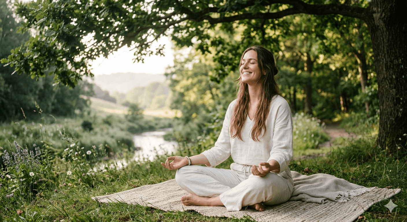 glückliche Frau spirituelle Meditation Pavlina Klemm Erfahrungen 2026