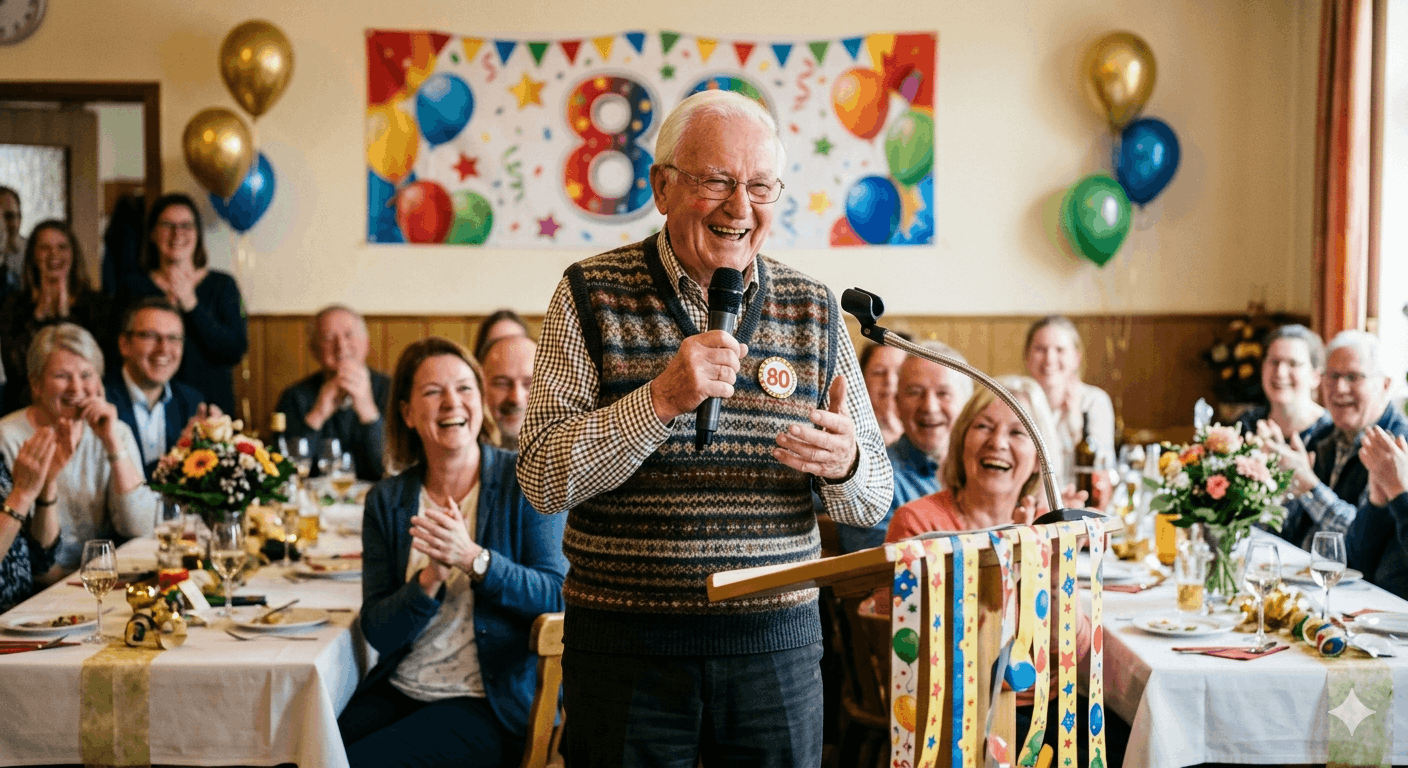Lustige Dankesrede zum 80. Geburtstag Beispiele und Tipps für 2026