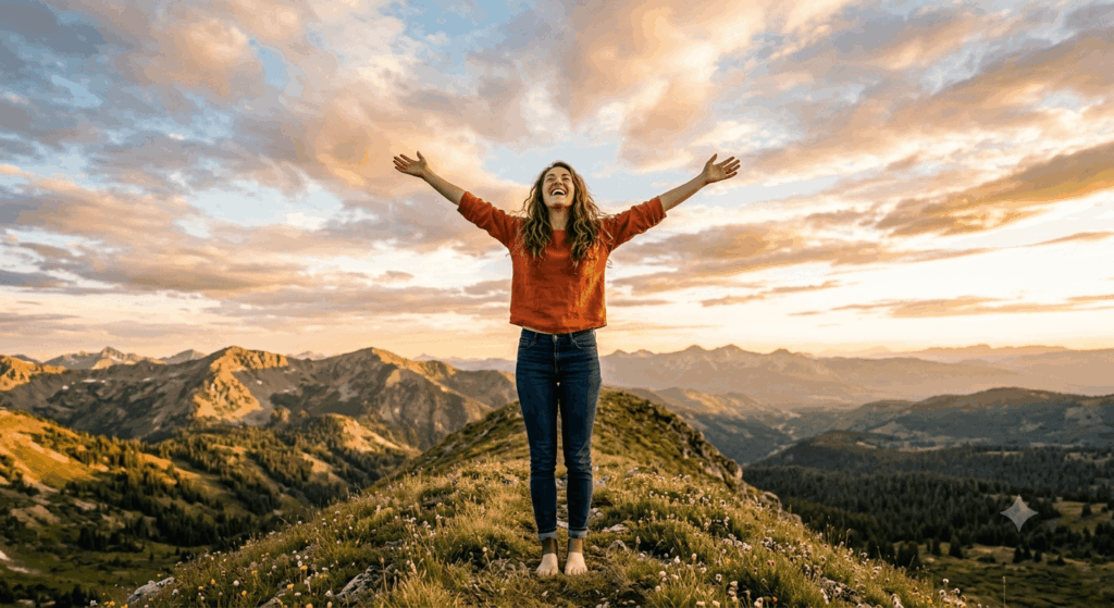 glueckliche Frau Spiritualität Freiheit