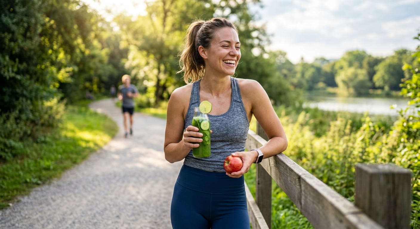 Glückliche Frau Fitness Ernährung Warum Gewichtsmanagement die Autonomie stärken kann
